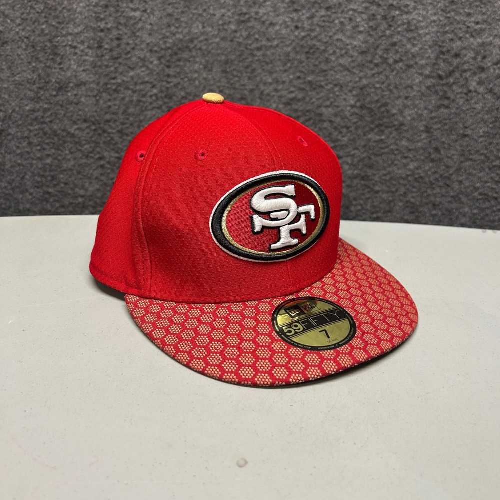 San‎ Francisco 49ers NFL New Era 59FIFTY Fitted Hat Red Gold Sz 7 Kids